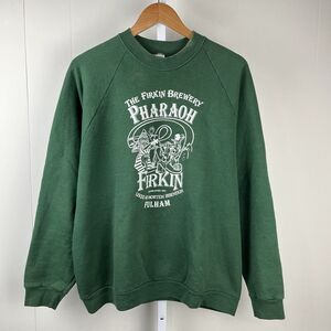 Vintage Screen Stars Crewneck Sweatshirt Adult XL Green FIRKIN BREWERY‎ UK